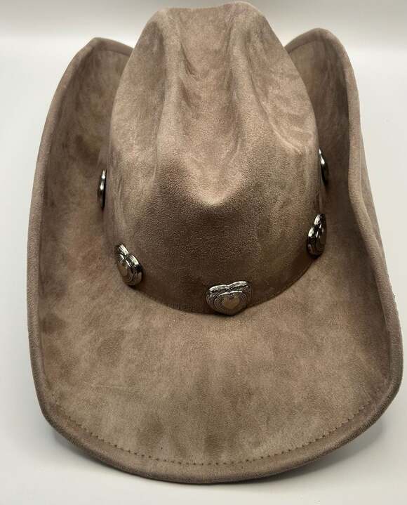 Western Heart Accessories - Western Heart Silver Concho Cowboy Hat in Taupe